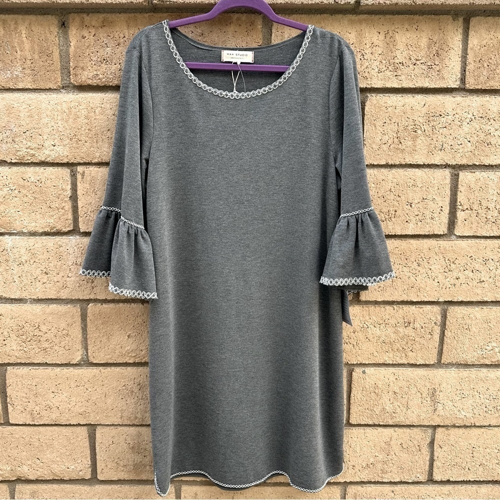 Max Studio Grey Bell Sleeve Dress NWT Size XL